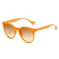 Retro round sunglasses in bright orange frame with tea gradient lenses and silver rivets - Orange Red Frame Brown Lens