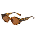 Occhiali da sole cat-eye tartarugati con montatura geometrica e lenti marrone scuro - Montatura Leopardata / Lenti Tè
