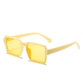 Retro rectangular sunglasses with beige frame and transparent yellow lenses - Yellow Frame Yellow Lens