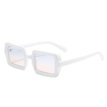 Fashionable square white frame sunglasses with blue and pink gradient lenses for women - One Size / White Frame Blue Tea Lens