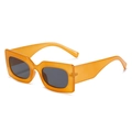 Chic square sunglasses featuring a transparent orange thick frame and dark grey lenses - Orange Frame Gray Lens