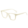 Rectangular semi-transparent cream TR90 eyeglass frame with square stud accents - Beige Frame / Clear Lens