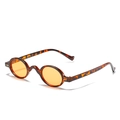 Retro hip-hop oval sunglasses with tortoise shell frame and yellow round lenses - Leopard Frame Yellow Lens