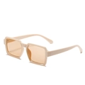Retro rectangle sunglasses with cream white frame and orange tinted lenses - Beige Frame Light Tea Lens