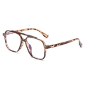 Retro TR90 oversized aviator tortoise glasses frames with stylish double bridge design - Leopard Frame