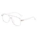 Retro transparent TR90 square double bridge glasses frames with a minimalist 45-degree view - Transparent Frame