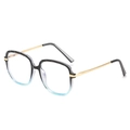 Occhiali TR90 anti luce blu con montatura sfumata nero-blu e stanghette in metallo oro - Montatura Sfumata Nero Blu