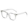 Modern transparent square TR90 frame glasses with chic silver rivet accents - Transparent Grey / Clear Lens