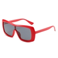 Fashion oversized red one-piece frame sunglasses with grey lenses for women street style - Red Frame Grey Lens