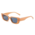 Vintage rectangular sunglasses with amber translucent frames and dark polarized lenses - One Size / Jelly Tea Frame Gray Lens