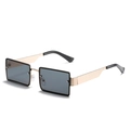 Retro square sunglasses with gold metal frame and black lenses for a trendy fashion look - Gold Frame Grey Lens
