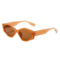 Chic irregular cat-eye sunglasses with orange translucent frames and dark brown lenses - New Style / Brown Frame with Tea Lenses (Incl. 13% Tax)