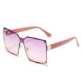 Oversized square sunglasses featuring gradient purple lenses with silver metal rivets - Gold Frame Purple Pink Lens