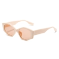 Chic irregular hexagonal sunglasses in cream beige frame with light orange lenses - New Style / Off-White Frame with Light Tea Lenses (Incl. 13% VAT)