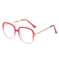 TR90 anti-blue light glasses with red and white gradient frame and gold metal temples - Red Transparent Gradient Frame