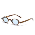 Retro small round sunglasses with blue lenses and tortoiseshell frame for a hip hop look - Leopard Frame Blue Lens