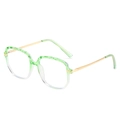 Green gradient TR90 square glasses frame with elegant thin gold metal temples - Green Transparent Gradient Frame