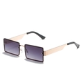 Rectangle sunglasses with purple gradient lenses and wide gold metal temples - Gold Frame Gradient Gray Lens