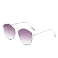 Moderne geometrische Silber-Sonnenbrille mit violettem Verlaufsglas und Doppelsteg - Silberrahmen Doppelgraue Linsen