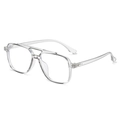 Transparent TR90 double bridge aviator glasses with oversized retro square frame design - Transparent Grey