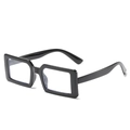 Gafas retro de montura rectangular negra gruesa con lentes claras y acabado brillo - Marco Negro