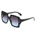 Gafas de sol cuadradas negras con lentes de degradado azul violeta de moda - Montura Negra Lentes Gris Azul