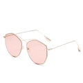 Modische Polygon-Sonnenbrille mit roségoldenem Metallrahmen und rosa Gläsern - Goldener Rahmen Rosa Gläser