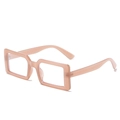 Gafas rectangulares retro con montura gruesa en color rosa gelatina muy elegantes - Marco Té de Jalea