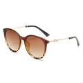 Women vintage oversized round tortoiseshell sunglasses with brown gradient lenses - New Style / Half Tea Half Leopard Frame Gradient Tea Lens