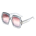 Chic oversized square sunglasses with transparent grey frames and gradient pink lenses - Grey Frame Grey Pink Gradient Lens