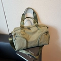 Olive green large capacity nylon canvas sports travel bag with wide shoulder straps - Green