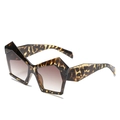 Gafas de sol geométricas de gran tamaño con acabado clásico de carey - Montura de Leopardo Lentes Marrones Degradadas