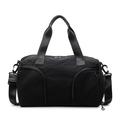 Grande borsa sportiva in tela nera con tracolla larga e tasche laterali con zip - Nero