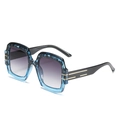 Oversized square sunglasses featuring unique blue marble frames and grey gradient lenses - Blue Floral Frame Grey Lens