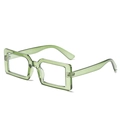 Retro light green transparent rectangular glasses with clear anti-blue light lenses - Olive Green Frame
