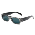 Retro small square sunglasses with gray camouflage marble frame and dark lenses - Black White Pattern Frame Grey Lens