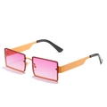 Rectangle sunglasses with orange metal frames and pink gradient lenses for fashion - New Style / Standard (Incl. 13% VAT) Gold Frame Purple Lenses