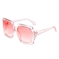 Lunettes de soleil carrées à la mode avec monture rose transparent et verres dégradés - Monture Rose Verres Dégradés Roses
