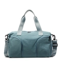 Borsone in tela ciano minimalista con ampie tracolle e doppie tasche con cerniera - Blu