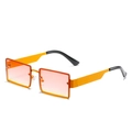 Retro rectangle sunglasses with vibrant orange frames and colorful gradient lenses - New Style / Regular Gold Frame Pink & Yellow Lenses
