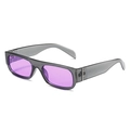 Retro small square sunglasses with translucent grey frame and bright purple lenses - Gray Frame Purple Lens