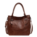 Bolso tote vintage marrón oscuro en cuero suave con correa ajustable y elegante - Marrón Amarillento