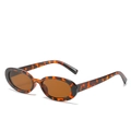 Occhiali da sole ovali retrò con montatura tartarugata e lenti marroni scuro alla moda - Montatura Leopardata / Lenti Tè