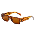 Retro rectangular sunglasses with a vibrant leopard print frame and dark brown lenses - Leopard Frame Brown Lens