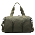 Grande borsa da viaggio sportiva verde militare con tracolla larga e doppie tasche frontali - Verde