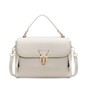 Elegante borsa a tracolla bianco crema con chiusura a triangolo in metallo - Bianco Sporco