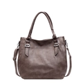 Bolso tote marrón de cuero granulado con asas dobles y correa de hombro ajustable - Camel