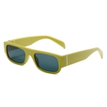 Vintage retro small square green sunglasses with dark grey lenses and metal accents - Green Frame Grey Lens