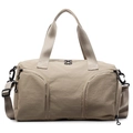 Khaki waterproof nylon gym travel bag with adjustable straps and front zip pockets - Khaki