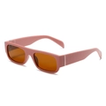 Retro small square sunglasses with pink frames and amber lenses for a vintage look - Mauve Frame Tea Lens